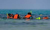 Zee kajakken en snorkelen in Angthong Marine Park zwemmen